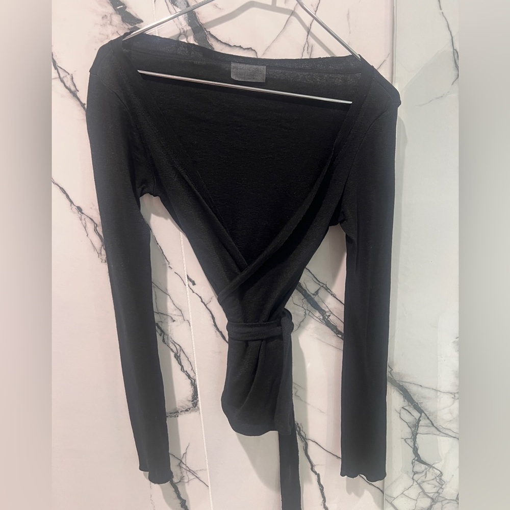 Michael Stars Wrap top long sleeve shiny